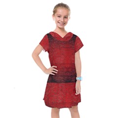 Red Grunge Texture Black Gradient Kids  Drop Waist Dress