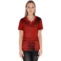 Red Grunge Texture Black Gradient Scrub Top