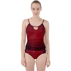 Red Grunge Texture Black Gradient Cut Out Top Tankini Set