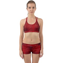 Red Grunge Texture Black Gradient Back Web Sports Bra Set by BangZart