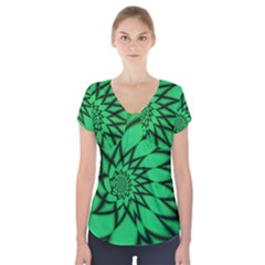 The Fourth Dimension Fractal Short Sleeve Front Detail Top by BangZart