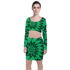 The Fourth Dimension Fractal Long Sleeve Crop Top & Bodycon Skirt Set