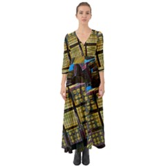 Rectangular Button Up Boho Maxi Dress by berwies