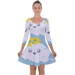 Cloud Cloudlet Sun Sky Milota Quarter Sleeve Skater Dress by BangZart