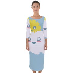 Cloud Cloudlet Sun Sky Milota Quarter Sleeve Midi Bodycon Dress by BangZart