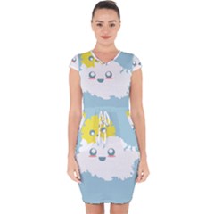 Cloud Cloudlet Sun Sky Milota Capsleeve Drawstring Dress  by BangZart