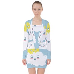 Cloud Cloudlet Sun Sky Milota V-neck Bodycon Long Sleeve Dress by BangZart