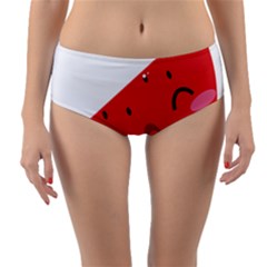 Watermelon Red Network Fruit Juicy Reversible Mid-waist Bikini Bottoms by BangZart