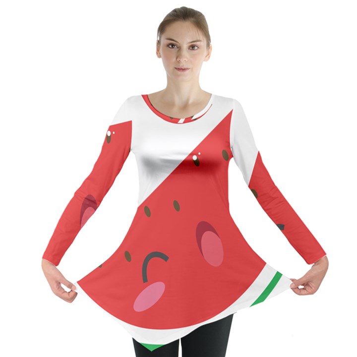 Watermelon Red Network Fruit Juicy Long Sleeve Tunic 