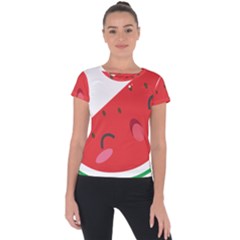 Watermelon Red Network Fruit Juicy Short Sleeve Sports Top  by BangZart