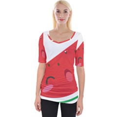 Watermelon Red Network Fruit Juicy Wide Neckline Tee