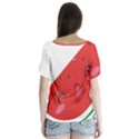 Watermelon Red Network Fruit Juicy V-Neck Flutter Sleeve Top View2