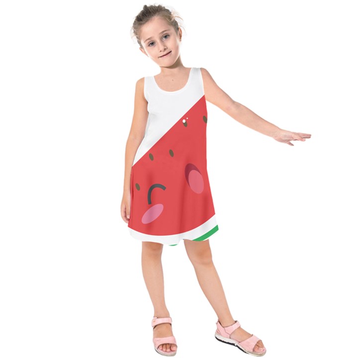 Watermelon Red Network Fruit Juicy Kids  Sleeveless Dress