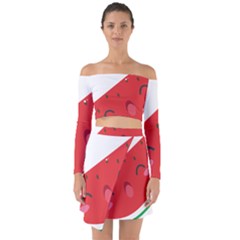 Watermelon Red Network Fruit Juicy Off Shoulder Top With Skirt Set