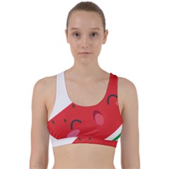 Watermelon Red Network Fruit Juicy Back Weave Sports Bra by BangZart