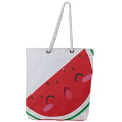 Watermelon Red Network Fruit Juicy Full Print Rope Handle Tote (large)