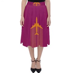 Airplane Jet Yellow Flying Wings Folding Skater Skirt by BangZart