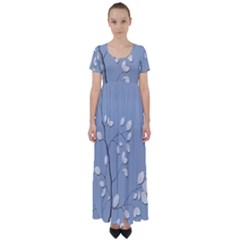 Branch Leaves Branches Plant High Waist Short Sleeve Maxi Dress