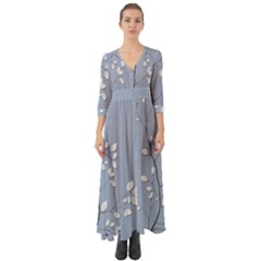 Branch Leaves Branches Plant Button Up Boho Maxi Dress