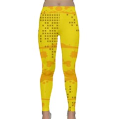 Texture Yellow Abstract Background Classic Yoga Leggings by BangZart