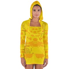 Texture Yellow Abstract Background Long Sleeve Hooded T-shirt by BangZart