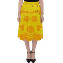 Texture Yellow Abstract Background Folding Skater Skirt