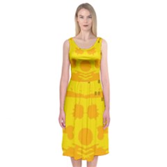 Texture Yellow Abstract Background Midi Sleeveless Dress by BangZart