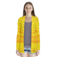 Texture Yellow Abstract Background Drape Collar Cardigan by BangZart