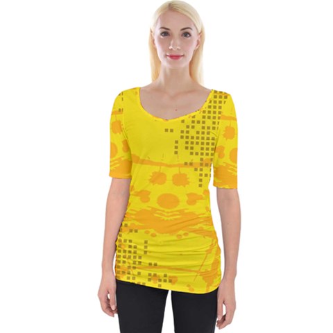 Texture Yellow Abstract Background Wide Neckline Tee by BangZart