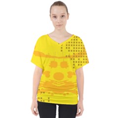 Texture Yellow Abstract Background V-neck Dolman Drape Top