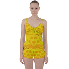 Texture Yellow Abstract Background Tie Front Two Piece Tankini