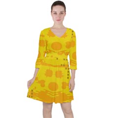 Texture Yellow Abstract Background Ruffle Dress