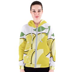 Lemon Fruit Green Yellow Citrus Women s Zipper Hoodie by BangZart