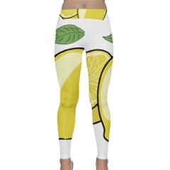 Lemon Fruit Green Yellow Citrus Classic Yoga Leggings by BangZart