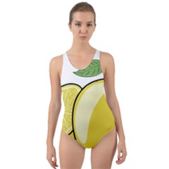 Lemon Fruit Green Yellow Citrus Cut-out Back One Piece Swimsuit