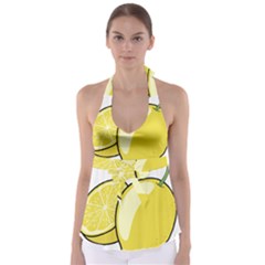 Lemon Fruit Green Yellow Citrus Babydoll Tankini Top by BangZart