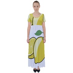 Lemon Fruit Green Yellow Citrus High Waist Short Sleeve Maxi Dress