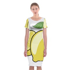 Lemon Fruit Green Yellow Citrus Classic Short Sleeve Midi Dress by BangZart