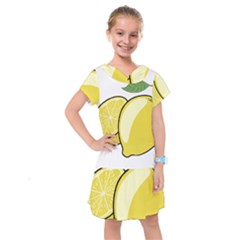 Lemon Fruit Green Yellow Citrus Kids  Drop Waist Dress