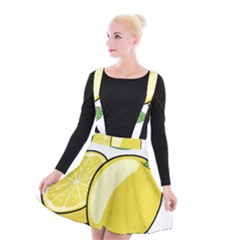 Lemon Fruit Green Yellow Citrus Suspender Skater Skirt by BangZart