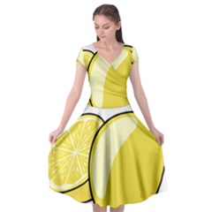 Lemon Fruit Green Yellow Citrus Cap Sleeve Wrap Front Dress by BangZart