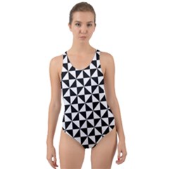 Triangle Pattern Simple Triangular Cut-out Back One Piece Swimsuit