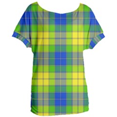 Spring Plaid Yellow Blue And Green Women s Oversized Tee