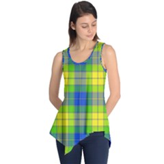 Spring Plaid Yellow Blue And Green Sleeveless Tunic by BangZart