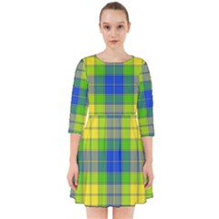 Spring Plaid Yellow Blue And Green Smock Dress by BangZart