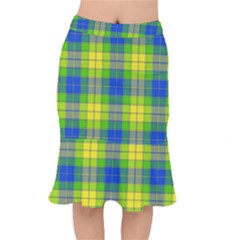 Spring Plaid Yellow Blue And Green Mermaid Skirt by BangZart