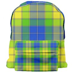 Spring Plaid Yellow Blue And Green Giant Full Print Backpack