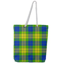 Spring Plaid Yellow Blue And Green Full Print Rope Handle Tote (large)