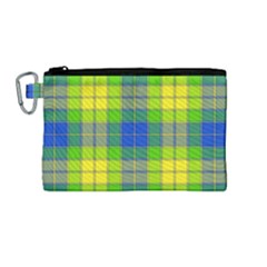 Spring Plaid Yellow Blue And Green Canvas Cosmetic Bag (medium)