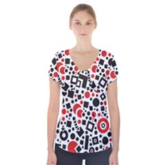 Square Objects Future Modern Short Sleeve Front Detail Top by BangZart